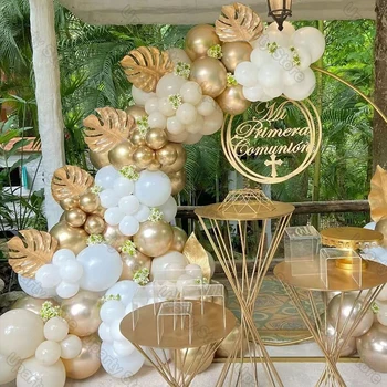 1 комплект Пясъчно-бели балони за рождения Ден, Арка от бял пясък, Хромирани Златна Гирлянда от балони за вашата сватба, рожден ден, на декора на Детската душа