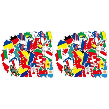 100 БРОЯ Стикери с графити под формата на националния флаг, непромокаеми сменяеми етикети за багаж чанта, автомобилни стикери