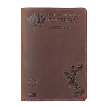 100% Естествена кожа Португалия Корици за паспорти Португалски Притежателя на кредитната карта Калъф за паспорт Унисекс Пътен портфейл