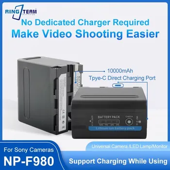 10000 ма За Type-C NP-F980 NP-F970 NP F960 NP F970 Батерия с USB изход за зареждане на Sony PLM-100 CCD-TRV35 MVC-FD91 MC1500C