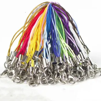 100шт 65 мм Цветни каишка със закопчалка омар, кабел, мобилни въжета, Очарователна найлон верижка за ключове, Аксесоари за бижута със собствените си ръце