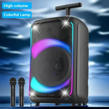 12-инчов рупорный субуфер с мощност 60 W, супер Голям външен говорител Bluetooth, Портативна безжична колонка, цветен ритъм-бас-boombox с микрофон