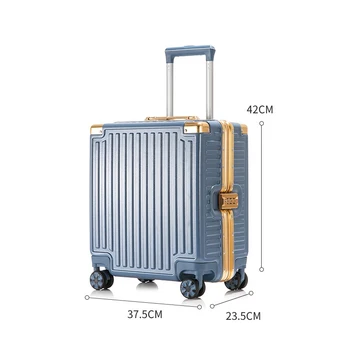 18-инчов пътен куфар с алуминиева рамка, Посадъчен куфар, Мини кутия за парола, куфар, Портативна Универсална чанта за багаж с колела