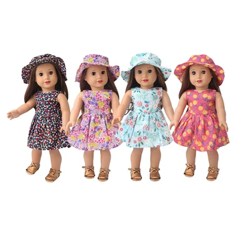 18-инчов часово куклено рокля 43 см Модни стоп-моушън шапка от слънцето за кукли American Girl Мебели за кукли прекрасна рокля за свободното време