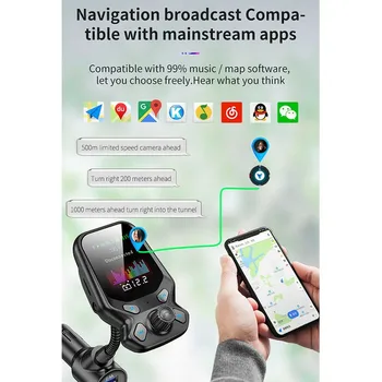 1x Автомобилен Комплект Безжични Bluetooth Хендсфри FM трансмитер Зарядно Устройство QC3.0 Бързо Зареждане на MP3-плейър Радиоадаптер За осъществяване на Повиквания, без помощта на ръцете