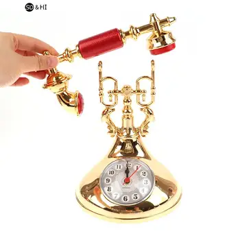 1бр ретро alarm clock модел телефон творчески Хронометър Десктоп украса за декориране на прикроватной нощни шкафчета в началната стая