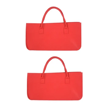 2 Войлочных чантата си, филцови чанта за съхранение, ежедневни пазарска чанта с голям капацитет - червен