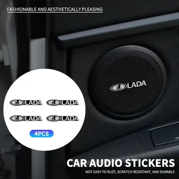 2 елемента Аудиомагнитолы Автомобилни Бижута 3D Стикер Алуминиев Иконата на Етикети За Lada Samara 2109 Largus Priora визуален контрол Cross 2112 2114 Granta Niva