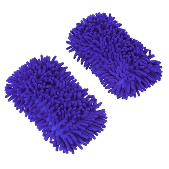 2 елемента Ръкавици за миене на коли от шенилна от ултра-тънък влакна, - четки за почистване на автомобили, мотоциклети, четки за почистване на автомобили (тъмно синьо)