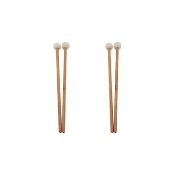 2 чифта войлочных чукове Барабан на Барабанни пръчки пръчка с дървена дръжка за аксесоари за ударни инструменти