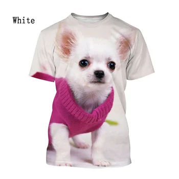2023 Нова мода мъжка и дамска лятна ежедневни тениски с 3D-принтом под формата на кучето чихуахуа и животни с къс ръкав