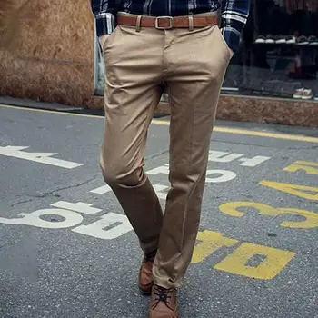 2023 Нови мъжки Бизнес Класически Панталони, Тънки Обикновен Панталон С висока талия и джоб с цип, Ежедневни мъжки панталони