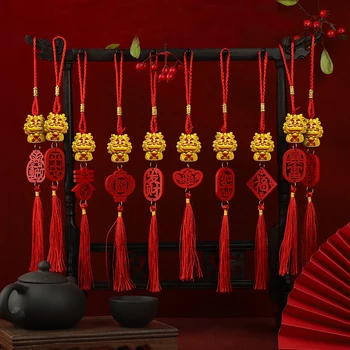 2024 Китайската Година на Дракона, Талисмани за Късмет, Червено Окачен китайски украшение на Фън шуй, За да украсят дома в Лунна година