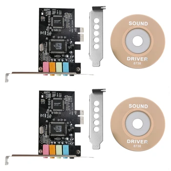 2X Звукова карта Pcie 5.1, Аудиокарта 3D съраунд-звук PCI Express За КОМПЮТЪР С висока Производителност директно на звука и ниско Брекетом