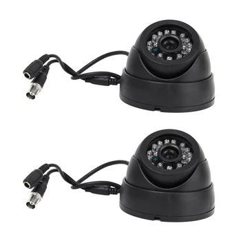 2X Черна камера за видео наблюдение PAL 1/3-инчов CMOS 700TVL с 24 светодиода IR Cut 3.6 мм Вътрешна куполна камера видеонаблюдение за сигурност