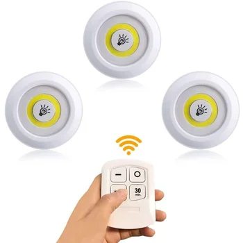 3 опаковки COB Night Light дистанционно управление Безжичен шкаф Led светлини Иновативен сензорен лампа за кухня Баня коридор