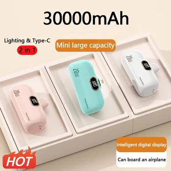 30000mAh Безжичен Банка Хранене Mini Capsule Capsule Бързо Зареждане на Мобилен Източник на Захранване на Аварийно външна Батерия За iPhone Type-c