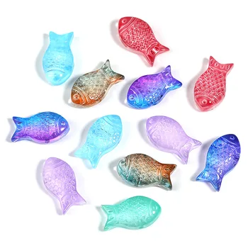 30шт 8x15 мм Стъклени мъниста-рибки от лэмпворка за бродерия, производство на бижута, аксесоари за гривни, градиентных цветни мъниста