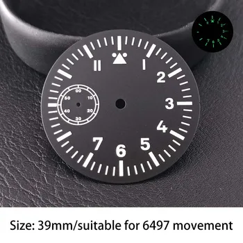 39 мм стерилни Черен Бял Син Зелен Циферблат Зелен Светлинен Подходящ за ета 6497 Sea gull st36 механизъм резервни Части за часовници