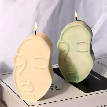 3D Човешко Лице Свещ Мухъл Изкуство Абстрактно Свещи Мухъл Производство на Свещи Портретна Форма
