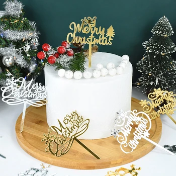 3шт Акрил декор за торта весела Коледа, Коледно парти, подарък за торта, Коледни украси за дома, Коледа Навидад 2024