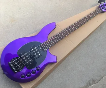 4-Струнен електрически бас-китара с виолетов корпус, хастар от палисандрово дърво, черна профили, предлагаме индивидуално обслужване