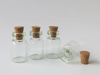 50 компл./много Прозрачна мини-стъклена бутилка с обем 2 мл, малки стъклени бутилки с обем 2 кубчета, прозрачни празни стъклени висулки-талисмани