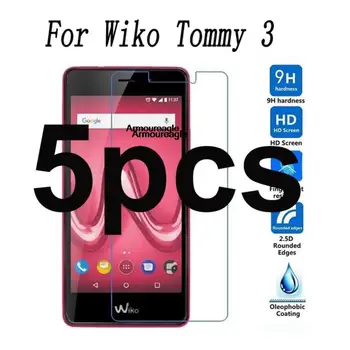 5шт защитно покритие за wiko tommy 3 от закалено стъкло 2.5 d защитно фолио 9h взривозащитен LCD екран протектор за wiko tommy3 на кутията