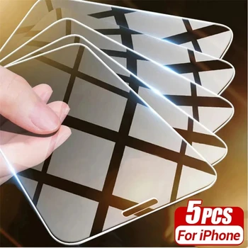 5шт Защитно Стъкло за iPhone 15 11 12 13 14 Pro Max 7 8 Plus екран Протектор за iPhone 13 Mini XR XS X MAX Закалено Стъкло