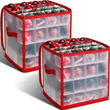 64 Окото Кутия за съхранение на коледна украса Контейнери за съхраняване на Коледни топки Органайзер празнична Коледна Украса