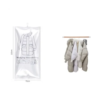6ШТ висящи вакуумни торби за съхранение на дрехи, вакуумни торби за спестяване на пространство за дрехи с плетене на една кука за дрехи, закачалки