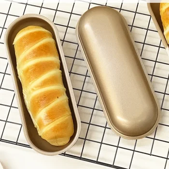7-инчовата Форма за хляб за хот-дог от Незалепващо въглеродна стомана, Форма за печене на филийки, както и с мини-Сандвичи, Овални Домашно приготвени Сладкиши, Инструменти за печене на сладкиши