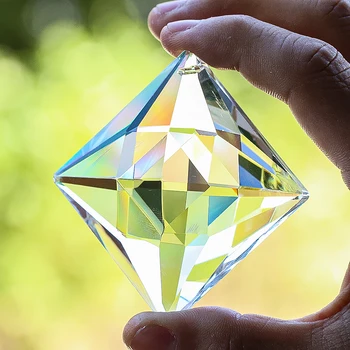 75 мм Прозрачна квадратна призма с щанга огранкой Стъклени кристали за полилеи, Окачени детайли за осветление, лъскав декор за улов на слънцето