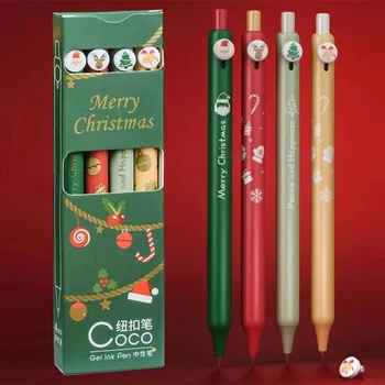 8шт Мультяшная гел писалка, Коледен limit празничен подарък за Нова година, печат 0,5 Черно, висококачествени канцеларски материали.