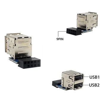 9-информация за контакти дънна платка с двоен съединител USB 2.0 Black дънна платка с 2 порта USB 2.0 A Вътрешен конектор-изход Адаптер