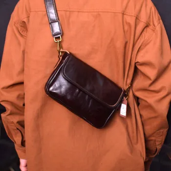 AETOO Мъжка чанта през рамо за автомобилния шиене на цип с висока текстура, плиссированный дизайн, ежедневен чанта през рамо за междуградски пътувания