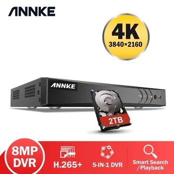 ANNKE 8CH H. 265 + 4K DVR Ultra HD 5-в-1 8-мегапикселов Видеорекордер за видеонаблюдение С пускането на Видео Отдалечен достъп Откриване на движение на Сигнал по електронна поща