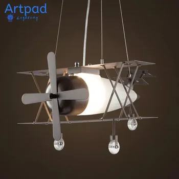 Artpad Американски Ретро Индустриален Стил от 30 W Самолет led Детски Железен Висящ Лампа, Трапезария, Детска стая Самолет Окачен Лампа