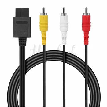 AV кабел с дължина 1,8 м, композитен видеокабель дължина от 6 фута, съвместим с игрова конзола Nintendo 64 / N64 / GameCube / SNES TV