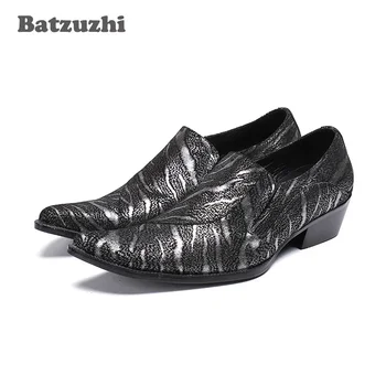 Batzuzhi/ Луксозни Мъжки обувки Zapatos Hombre, Кожени Обувки, Увеличаване на Растежа, Мъжки Oxfords, Черни Елегантен Модел обувки за бизнес партита