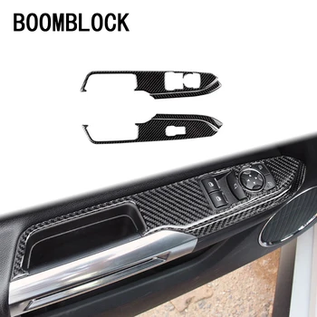 BOOMBLOCK 2 елемента Покритие на капака на колата е от въглеродни влакна за Ford Mustang 2015 16 17 GT500 GT 350 Рамката на прозорец лифт Панел превключвател Изход динамика