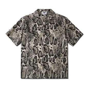 Camisas De Verano Para Hombres Летни мъжки реколта ризи с змеиным модел, мъжки луксозна риза оверсайз с къс ръкав