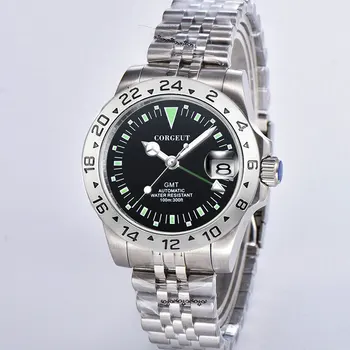 Corgeut Мъжки луксозни часовници NH34 Механичен Автоматичен часовник с 10 ивици синя Светлина Сапфировые часовник с дата NH34 reloj hombre
