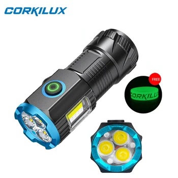 CORKILUX USB Акумулаторни Джобни EDC Мини Led фенерче С Батерии 18350, Мощна Градинска Кемпинговая Лампа COB Light Work