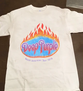 Deep Purple Преиздаване Тениски 1974 северна америка Турне Концерт на Рок Тениска 1970-те С Къс Ръкав И Кръгло деколте в памучна Тениска