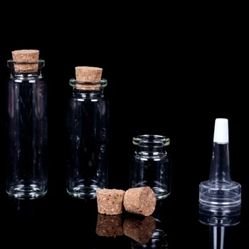 E1YE Малки бутилки с пробковыми тапи Малки флакони Малки Прозрачни Стъклени буркани с капаци За съхранение на