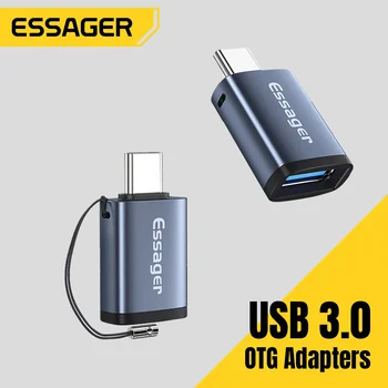 Essager USB 3.0 Type-C OTG Адаптер Type C C USB Мъжки КЪМ USB Женски Конвертор За Macbook Xiaomi Samsung S20 USBC OTG Конектор