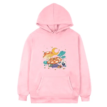 Hoody Magic Mushrooms Облекло Y2k в стила аниме, удобен, модерен пуловер, са на разположение различни цветове и размери