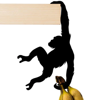 Iron Държач За Банани Във Формата На Маймуна Лесна Инсталация На Черни Кухненски Приспособления Забавни Запазват Свежестта Здрава Закачалка За Ключове Монтиране На Врата Рафтове За Съхранение