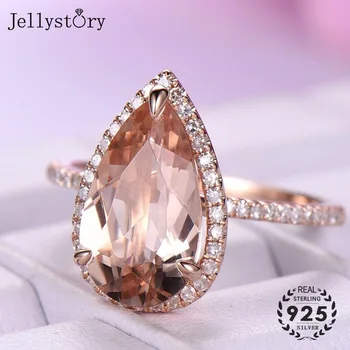 Jellystory, модерно дамско бижу пръстен от сребро 925 проба, капка вода, уникален дизайн, цвят розово злато, Луксозни подаръци за партита на Едро